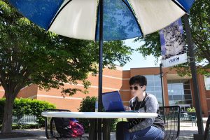 SWIC Student studying outside