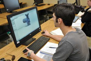 Student learning computer-aided drafting