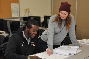 Students in construction management technology studying