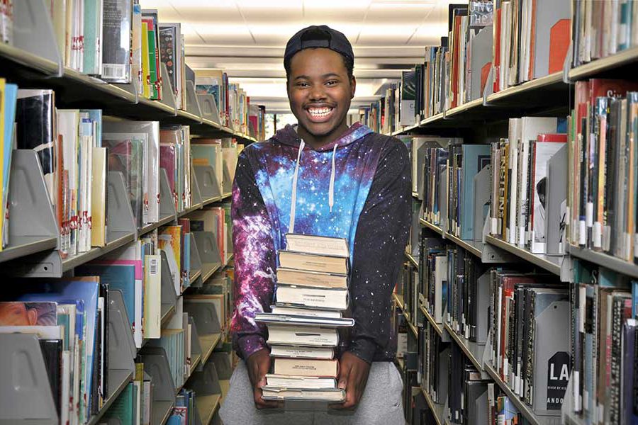 Library - boy with books