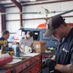 Student in helicopter maintenance class.