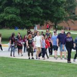 SWIC file photo of Belleville Campus students walking across the Belleville Campus quad.