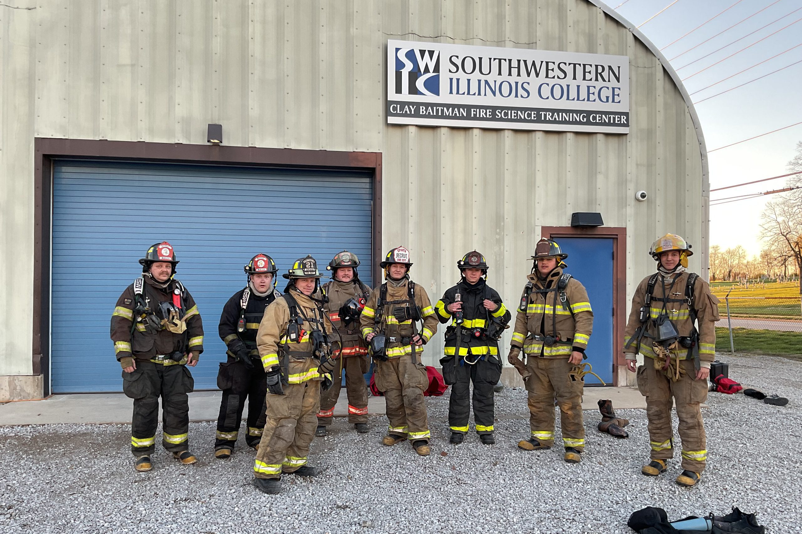 Fire Science Students outside at their Training Center