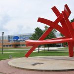 Michael Dunbar's "Astro Treillage" sculpture by Main Complex on the Belleville campus.