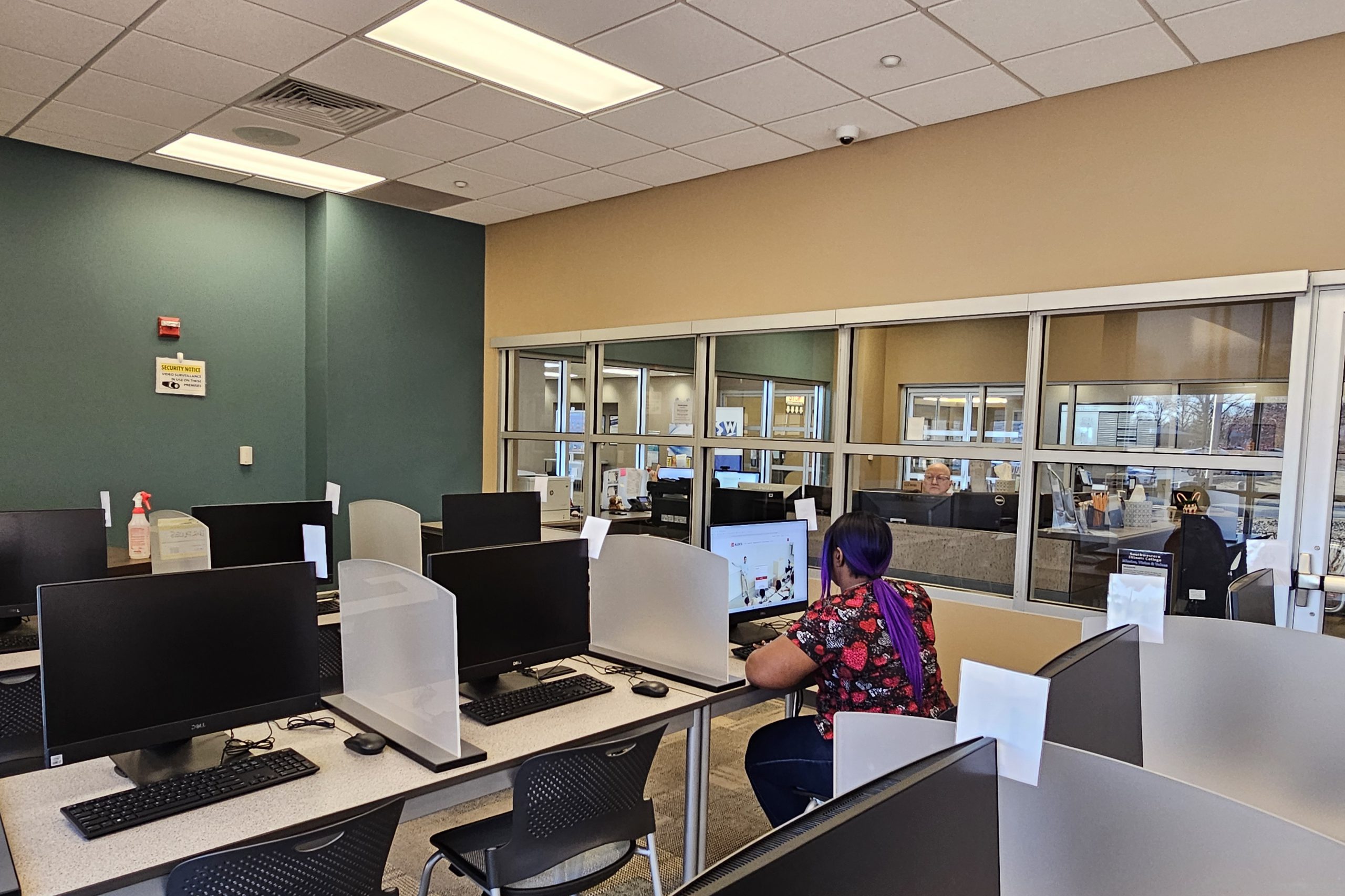 Student working at the GC Testing Center