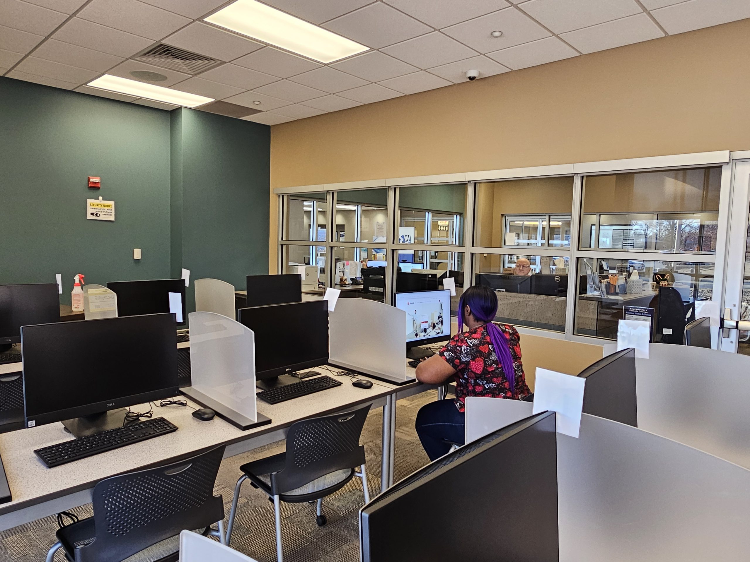 Student working at the GC Testing Center