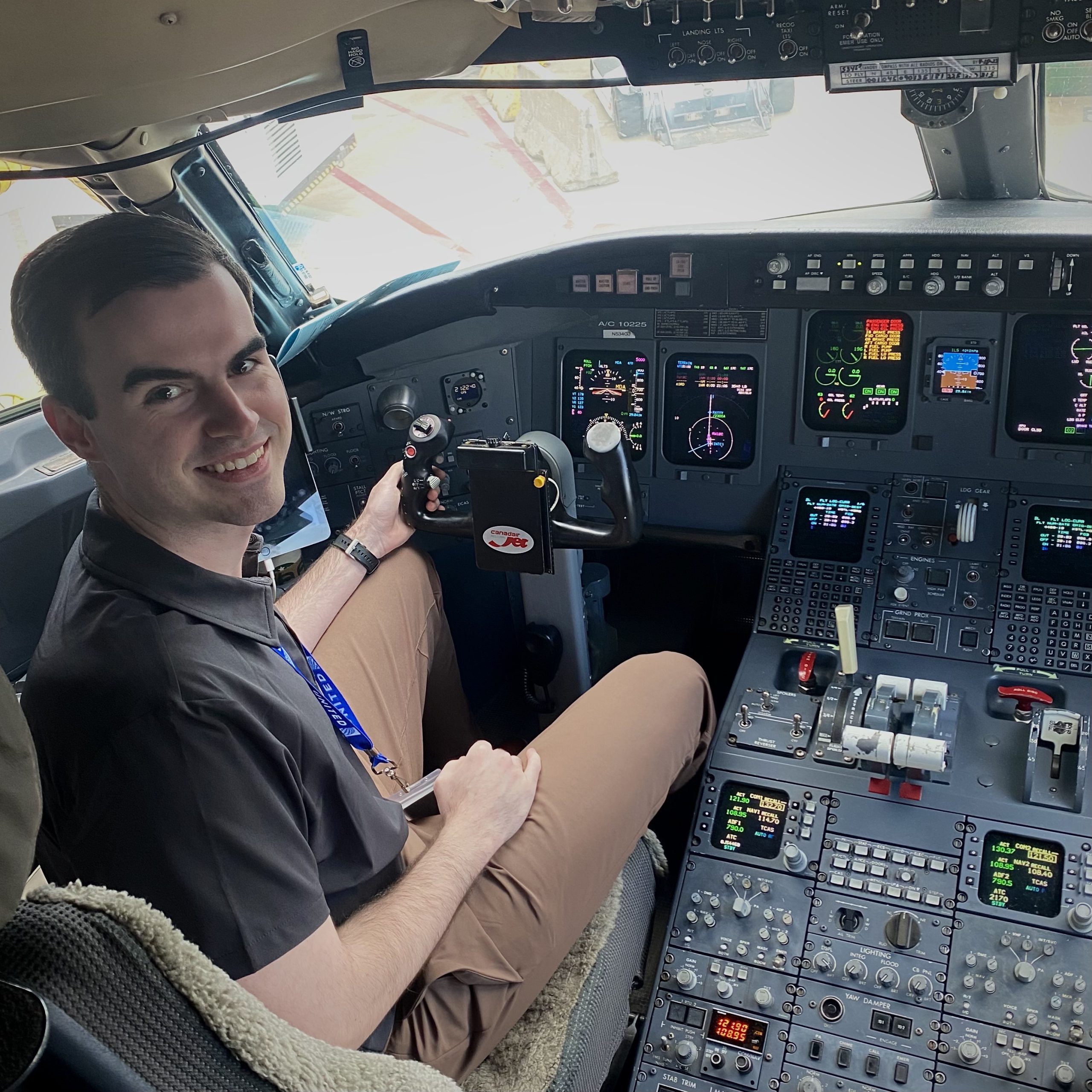 Aeronautics - student in cockpit
