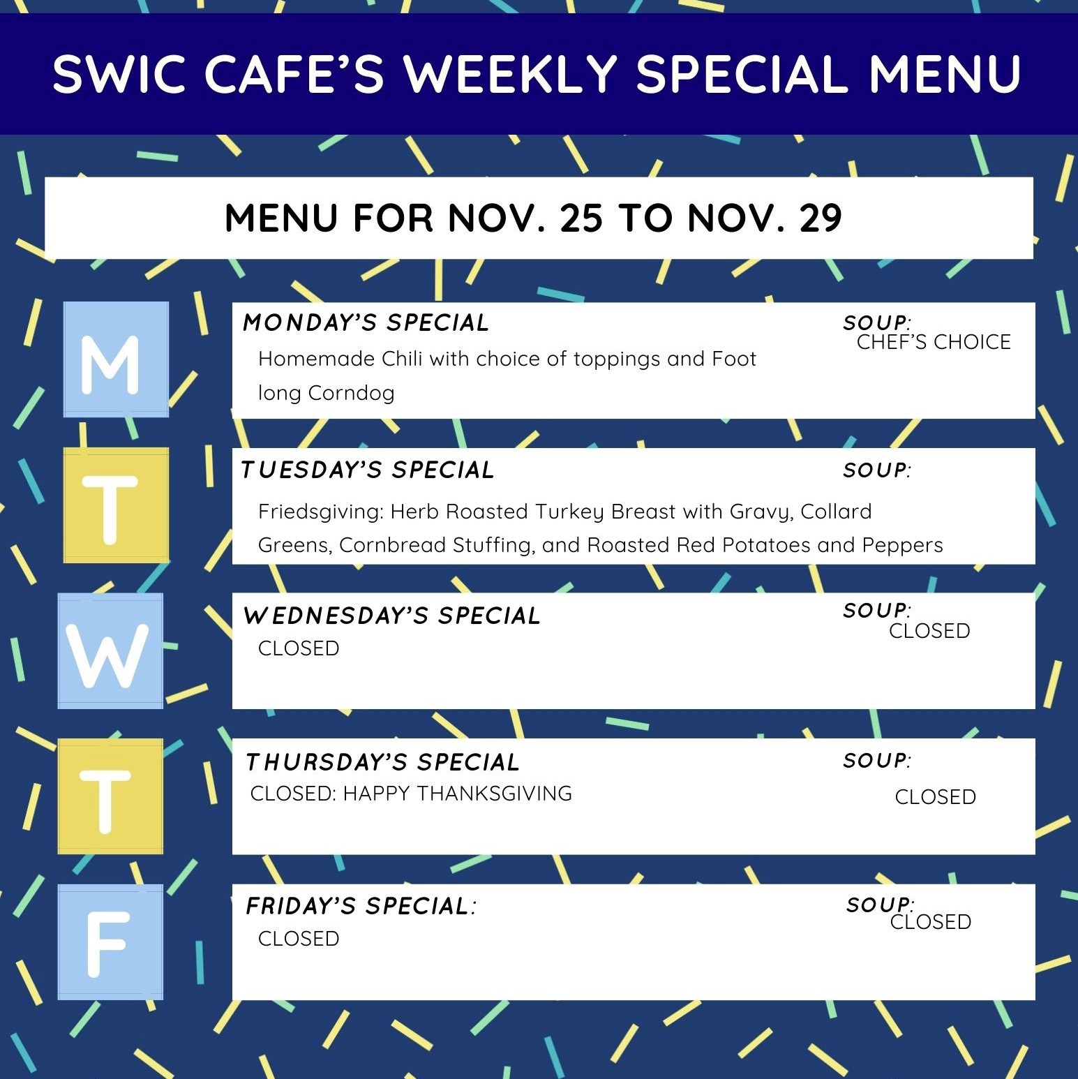 Belleville MC Cafe Weekly Specials 11/25/24