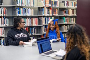 Students in Belleville Campus Library