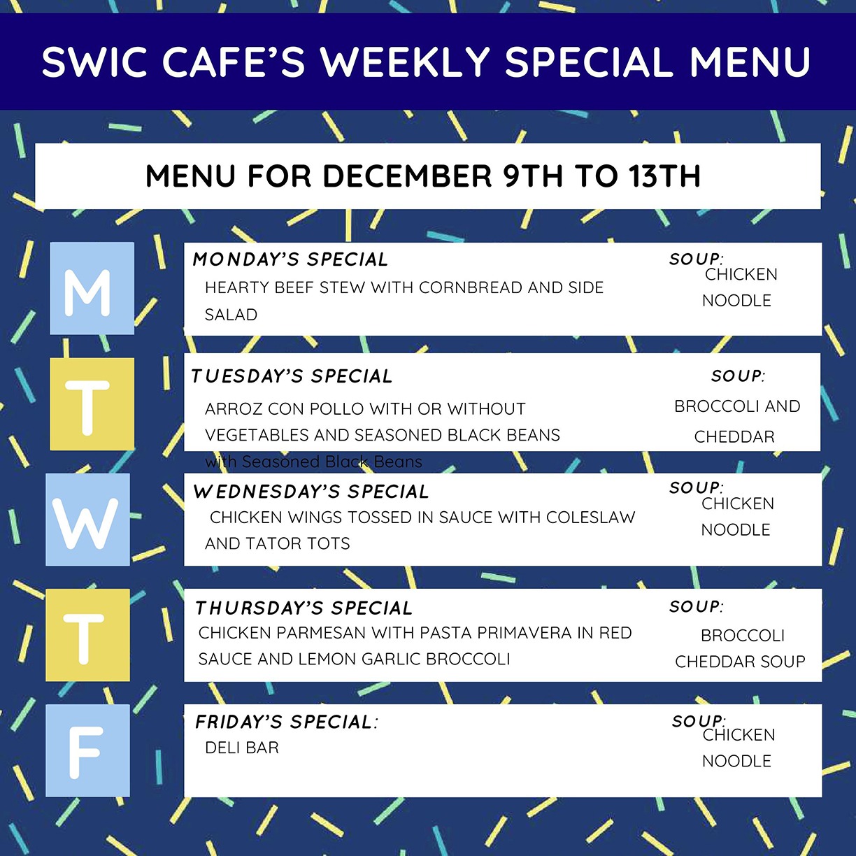 Belleville MC Cafe Weekly Specials 12/9/24